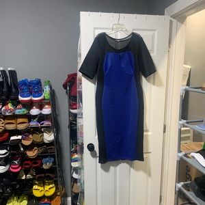 Blue and black panel dress